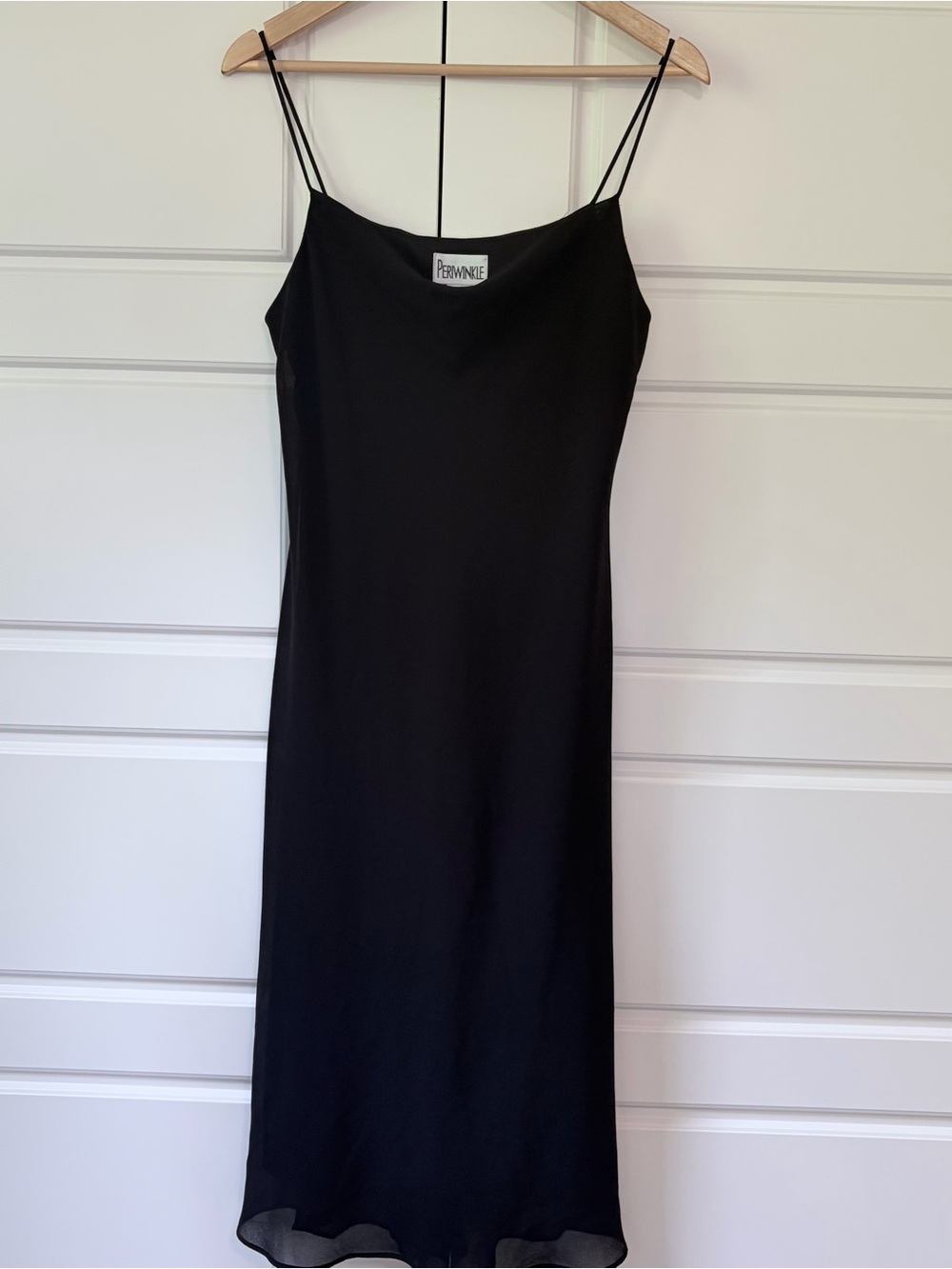 Vintage Black A Line Sleeveless Midi Dress with Cowl Neck Size 10